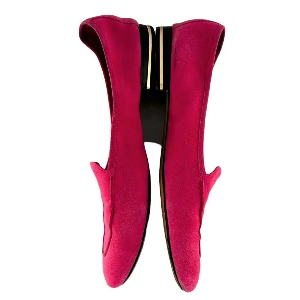 Michael Kors Italy Fuschia Pink Suede Loafers Flats Size 38.5